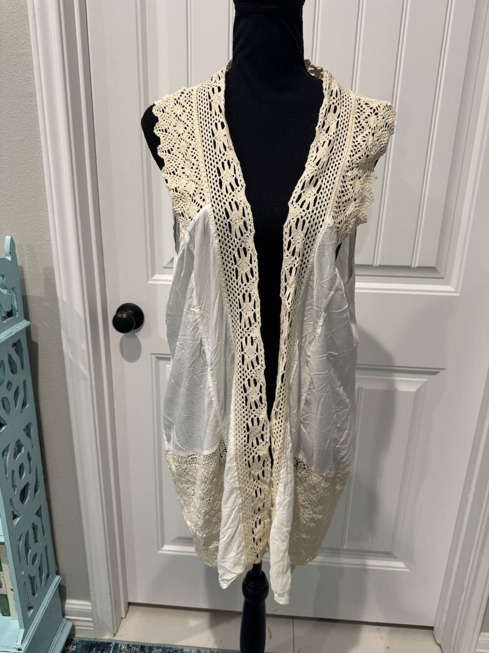 New Cha Cha Vente Best Kimono Women’s Sz XL Amazing Detail Cream & Lace